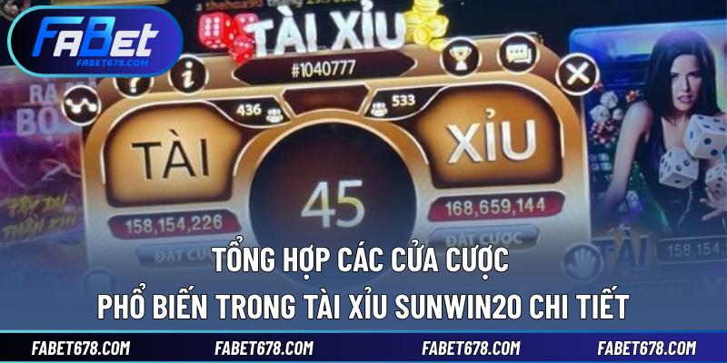 Tổng hợp các cửa cược phổ biến trong Tài xỉu Sunwin20 chi tiết